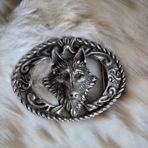 🌙Vintage Silver Wolf Belt Buckle